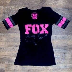 Fox Black and pink T shirt with big logo